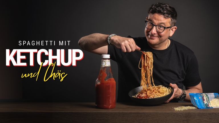 Spaghetti mit Ketchup und Ch&auml;s