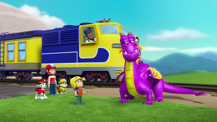 Welpen retten einen verspielten Drachen / Welpen holen das Vieh zurück