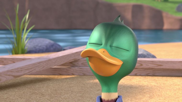 Die Crew baut ein Sprungbrett für Erpelino / Die Crew baut einen Regenwassertank